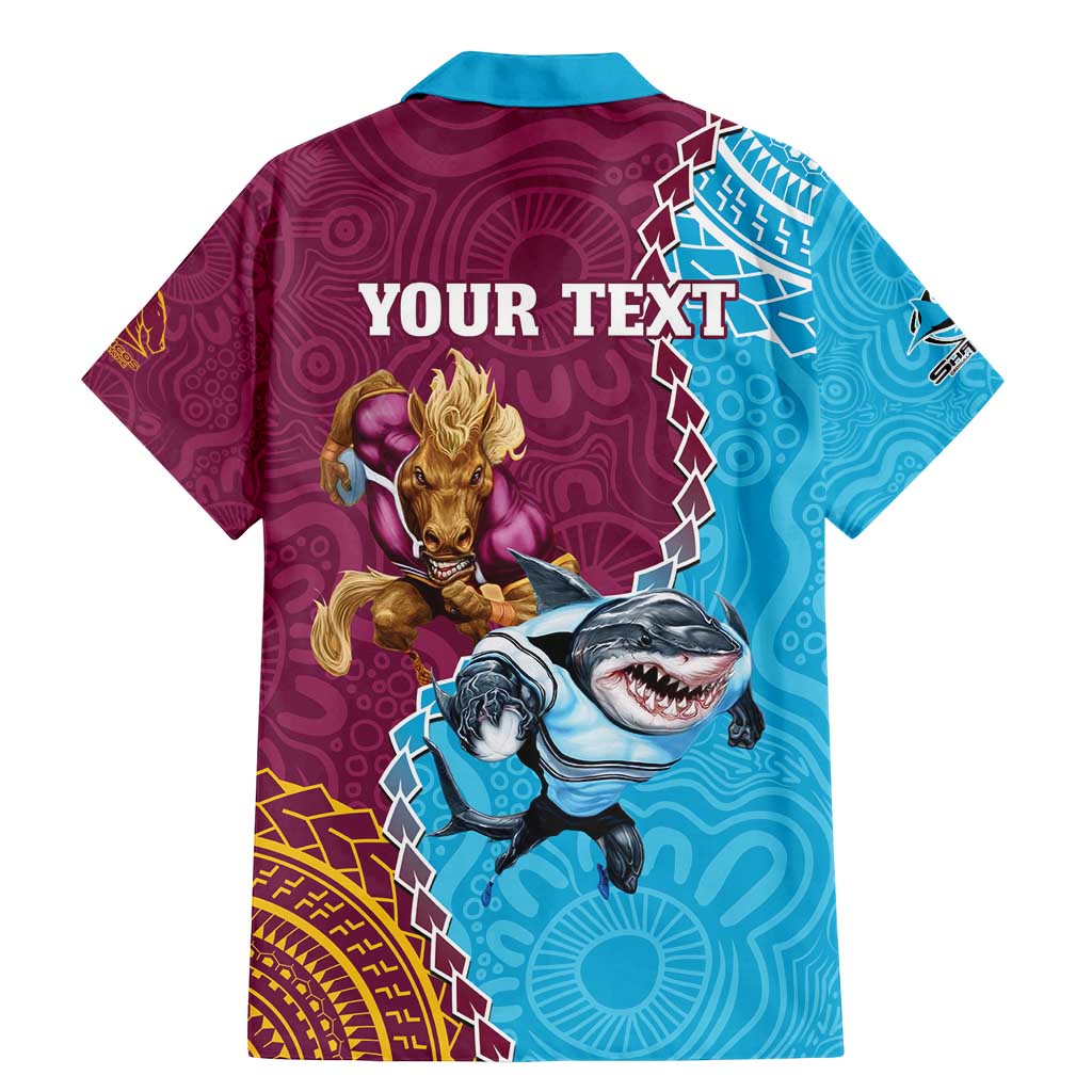Personalised Sharks And Broncos Rugby Family Matching Mermaid Dress and Hawaiian Shirt Aboriginal Mix Polynesian Pattern