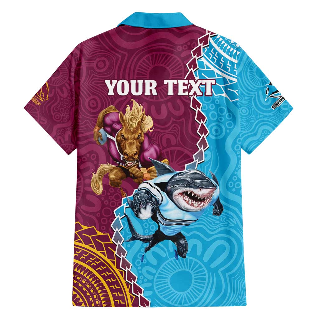 Personalised Sharks And Broncos Rugby Family Matching Summer Maxi Dress and Hawaiian Shirt Aboriginal Mix Polynesian Pattern