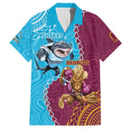 Personalised Sharks And Broncos Rugby Family Matching Tank Maxi Dress and Hawaiian Shirt Aboriginal Mix Polynesian Pattern
