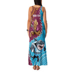 Personalised Sharks And Broncos Rugby Family Matching Tank Maxi Dress and Hawaiian Shirt Aboriginal Mix Polynesian Pattern