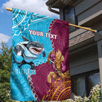 Personalised Sharks And Broncos Rugby Garden Flag Aboriginal Mix Polynesian Pattern