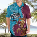 Personalised Sharks And Broncos Rugby Hawaiian Shirt Aboriginal Mix Polynesian Pattern