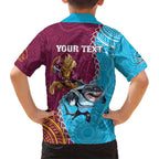 Personalised Sharks And Broncos Rugby Hawaiian Shirt Aboriginal Mix Polynesian Pattern