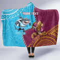 Personalised Sharks And Broncos Rugby Hooded Blanket Aboriginal Mix Polynesian Pattern