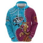Personalised Sharks And Broncos Rugby Hoodie Aboriginal Mix Polynesian Pattern