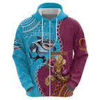 Personalised Sharks And Broncos Rugby Hoodie Aboriginal Mix Polynesian Pattern
