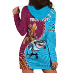 Personalised Sharks And Broncos Rugby Hoodie Dress Aboriginal Mix Polynesian Pattern