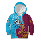 Personalised Sharks And Broncos Rugby Kid Hoodie Aboriginal Mix Polynesian Pattern