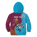 Personalised Sharks And Broncos Rugby Kid Hoodie Aboriginal Mix Polynesian Pattern