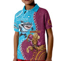Personalised Sharks And Broncos Rugby Kid Polo Shirt Aboriginal Mix Polynesian Pattern