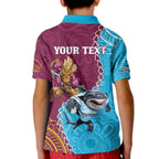 Personalised Sharks And Broncos Rugby Kid Polo Shirt Aboriginal Mix Polynesian Pattern