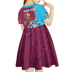 Personalised Sharks And Broncos Rugby Kid Short Sleeve Dress Aboriginal Mix Polynesian Pattern