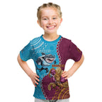 Personalised Sharks And Broncos Rugby Kid T Shirt Aboriginal Mix Polynesian Pattern