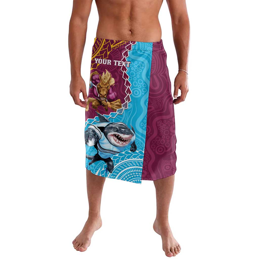 Personalised Sharks And Broncos Rugby Lavalava Aboriginal Mix Polynesian Pattern
