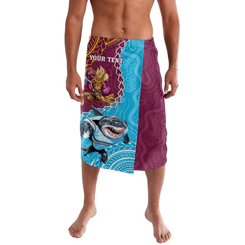 Personalised Sharks And Broncos Rugby Lavalava Aboriginal Mix Polynesian Pattern