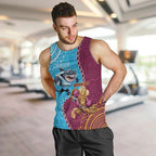 Personalised Sharks And Broncos Rugby Men Tank Top Aboriginal Mix Polynesian Pattern