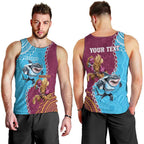 Personalised Sharks And Broncos Rugby Men Tank Top Aboriginal Mix Polynesian Pattern