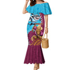 Personalised Sharks And Broncos Rugby Mermaid Dress Aboriginal Mix Polynesian Pattern