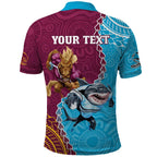 Personalised Sharks And Broncos Rugby Polo Shirt Aboriginal Mix Polynesian Pattern