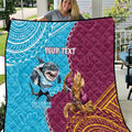 Personalised Sharks And Broncos Rugby Quilt Aboriginal Mix Polynesian Pattern