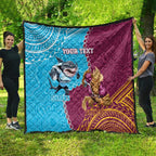 Personalised Sharks And Broncos Rugby Quilt Aboriginal Mix Polynesian Pattern