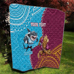 Personalised Sharks And Broncos Rugby Quilt Aboriginal Mix Polynesian Pattern