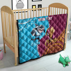 Personalised Sharks And Broncos Rugby Quilt Aboriginal Mix Polynesian Pattern