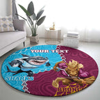 Personalised Sharks And Broncos Rugby Round Carpet Aboriginal Mix Polynesian Pattern