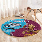 Personalised Sharks And Broncos Rugby Round Carpet Aboriginal Mix Polynesian Pattern