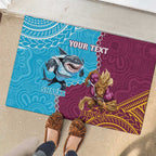 Personalised Sharks And Broncos Rugby Rubber Doormat Aboriginal Mix Polynesian Pattern