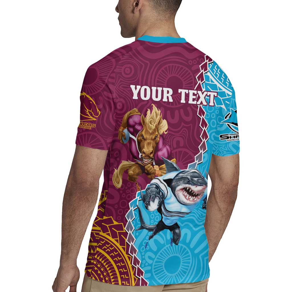 Personalised Sharks And Broncos Rugby Rugby Jersey Aboriginal Mix Polynesian Pattern