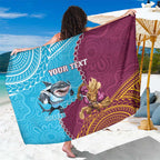 Personalised Sharks And Broncos Rugby Sarong Aboriginal Mix Polynesian Pattern