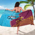 Personalised Sharks And Broncos Rugby Sarong Aboriginal Mix Polynesian Pattern