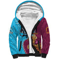 Personalised Sharks And Broncos Rugby Sherpa Hoodie Aboriginal Mix Polynesian Pattern