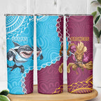 Sharks And Broncos Rugby Skinny Tumbler Aboriginal Mix Polynesian Pattern