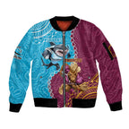 Personalised Sharks And Broncos Rugby Sleeve Zip Bomber Jacket Aboriginal Mix Polynesian Pattern