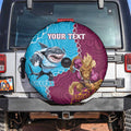 Personalised Sharks And Broncos Rugby Spare Tire Cover Aboriginal Mix Polynesian Pattern