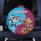Personalised Sharks And Broncos Rugby Spare Tire Cover Aboriginal Mix Polynesian Pattern