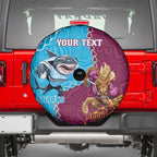 Personalised Sharks And Broncos Rugby Spare Tire Cover Aboriginal Mix Polynesian Pattern