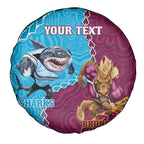 Personalised Sharks And Broncos Rugby Spare Tire Cover Aboriginal Mix Polynesian Pattern