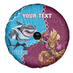Personalised Sharks And Broncos Rugby Spare Tire Cover Aboriginal Mix Polynesian Pattern