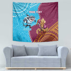 Personalised Sharks And Broncos Rugby Tapestry Aboriginal Mix Polynesian Pattern