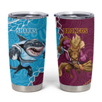 Sharks And Broncos Rugby Tumbler Cup Aboriginal Mix Polynesian Pattern