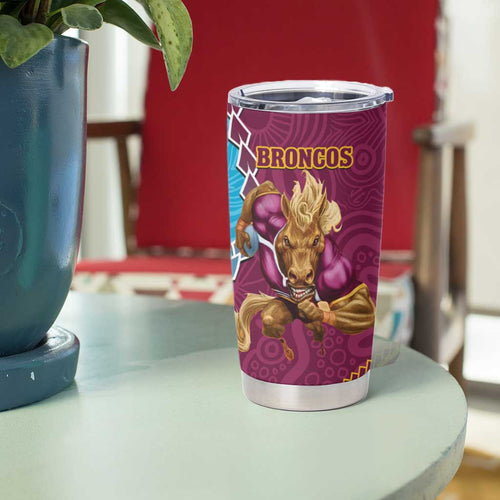Sharks And Broncos Rugby Tumbler Cup Aboriginal Mix Polynesian Pattern