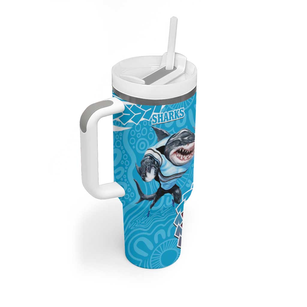 Sharks And Broncos Rugby Tumbler With Handle Aboriginal Mix Polynesian Pattern