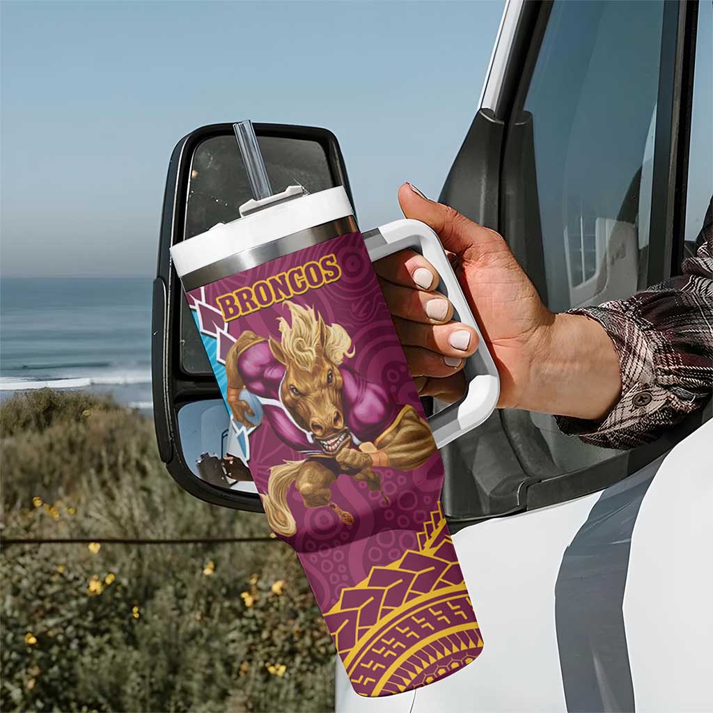 Sharks And Broncos Rugby Tumbler With Handle Aboriginal Mix Polynesian Pattern