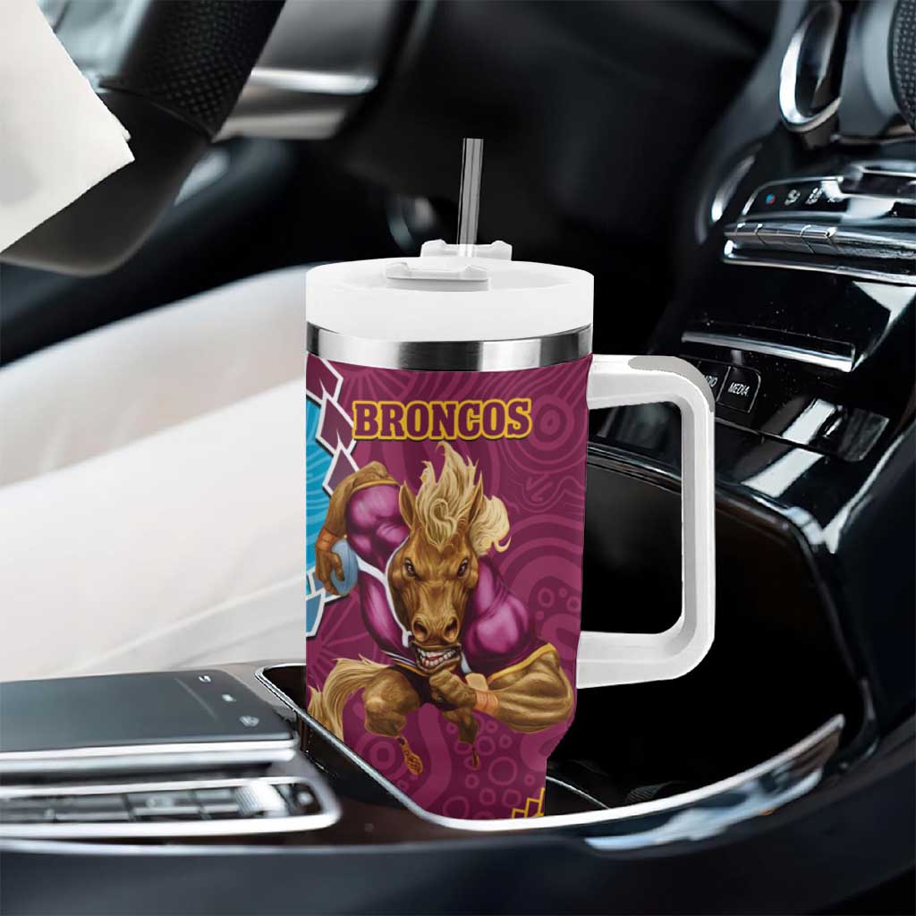 Sharks And Broncos Rugby Tumbler With Handle Aboriginal Mix Polynesian Pattern