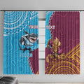 Personalised Sharks And Broncos Rugby Window Curtain Aboriginal Mix Polynesian Pattern