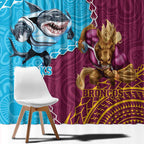 Personalised Sharks And Broncos Rugby Window Curtain Aboriginal Mix Polynesian Pattern
