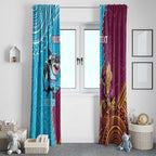 Personalised Sharks And Broncos Rugby Window Curtain Aboriginal Mix Polynesian Pattern